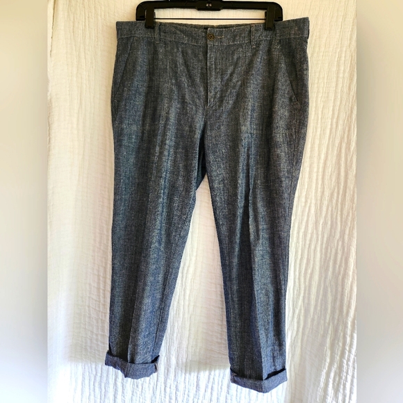 Vince Chambray Boyfriend Fit Cropped Trouser Size 30 - Picture 2 of 7